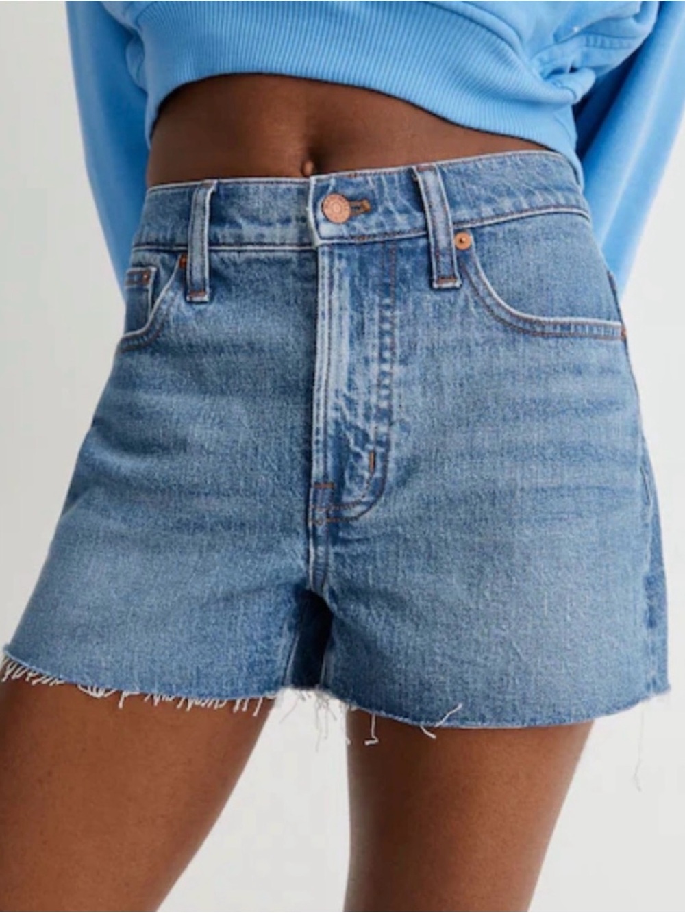Madewell Light Blue Cutoff Denim Shorts with Frayed Hem